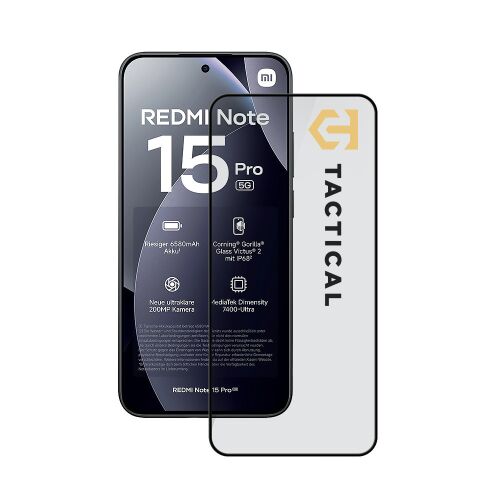 Tactical Glass Shield 5D Xiaomi Redmi Note 15 Pro 5G kijelzővédő üvegfólia, fekete 161081629 - Xiaomi