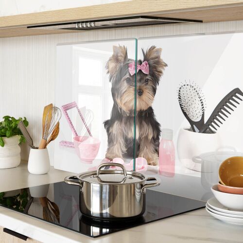 Multifunkcionális Yorkshire Terrier üveg vágódeszkák konyhai környezetben bemutatva - Vágódeszka