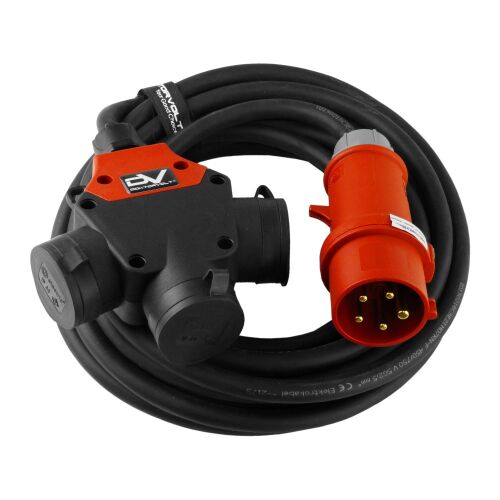 Háromutas hosszabbító kábel 5m adapter 16A/5P - 3x230V Schuko építési hosszabbító kábel Doktorvolt® 6480 162064931 - Hosszabbító