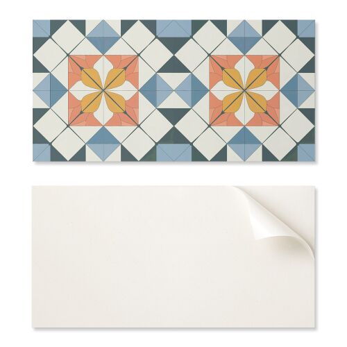 Öntapadós vinil csempe nappaliba mintával, geometrikus virágminta, 6x60x30 cm 161335086 - Csempematrica