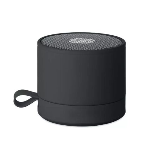 Ferde nézet a fekete 5.1 vezeték nélküli hangszóróról, hangszóróráccsal a tetején. - Bluetooth hangszóró