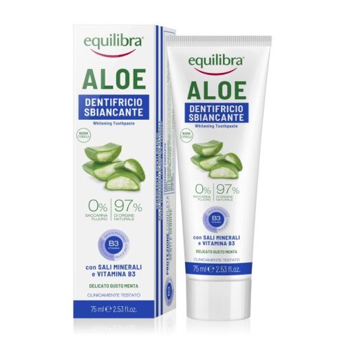 Equilibra Aloe Vera fehérítő fogkrém 75ml, gyengéd menta íz a napi szájhigiéniához - Fogkrém