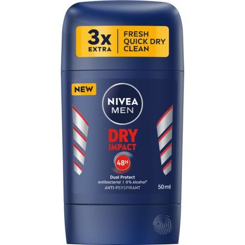 NIVEA MEN Dry Impact dezodor stift, 50ml, 48 órás védelem az izzadás ellen - Dezodor
