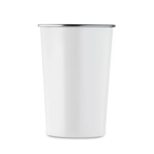 Újrah.rozsdam.acél újrahasználható rozsdamentes acél pohár, 350ml, fehér háttér - Vizespohár