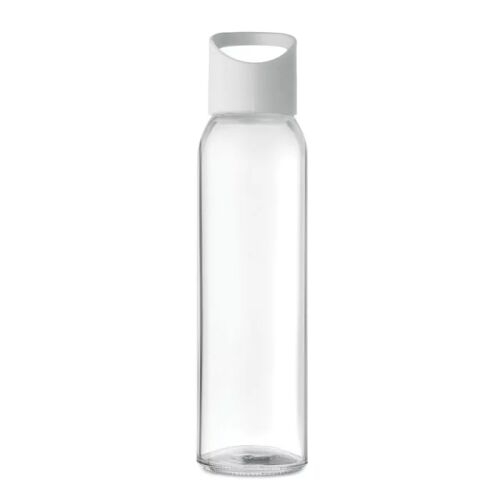 Átlátszó üveg vizes palack fehér tetővel és fogantyúval, 470 ml-es űrtartalom. - Babatáplálás