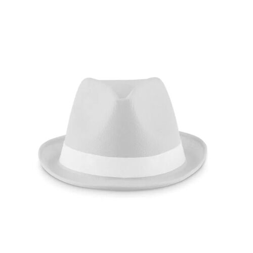 Fehér fedora szalmakalap fehér szalaggal - Női kalap