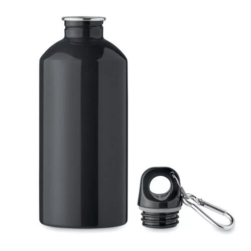 Fekete rozsdamentes acél újrahasználható kulacs 500ml karabinerrel - Babatáplálás