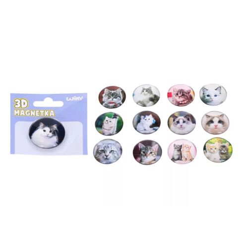 Üvegmágnes 3D macska 4 cm 161665067 - Hűtőmágnes