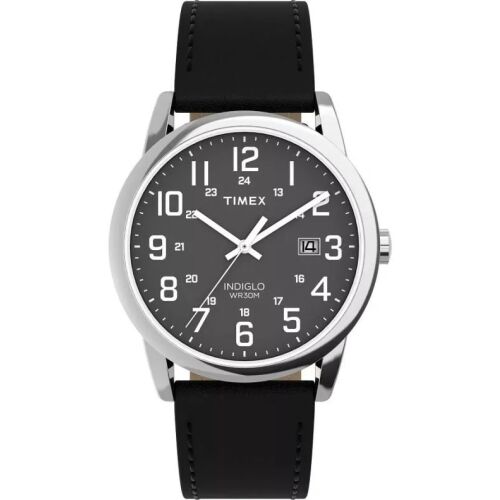 Timex Easy Reader Classic férfi karóra fekete bőr szíjjal és ezüst tokkal - Timex