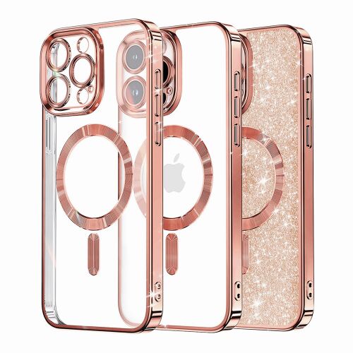 Techsuit Luxury Glitter MagSafe tok iPhone 16 Pro-hoz – rózsaarany 161687597 