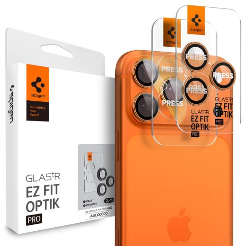 Spigen Optik.tR EZ Fit Pro kameraüveg iPhone 14–17 Pro/Pro Max, 2 db, narancssárga 161694000 
