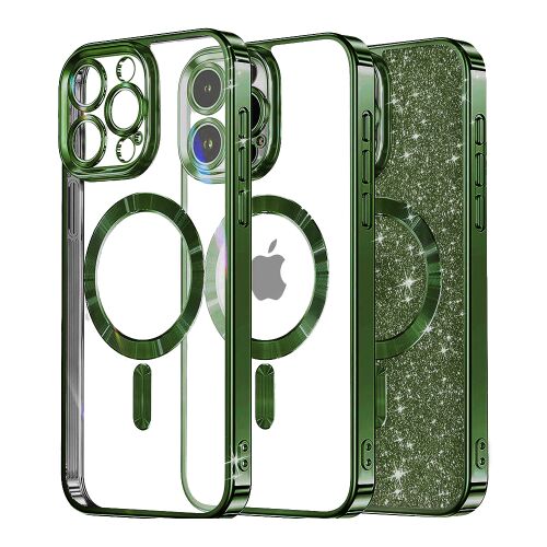 Techsuit Luxury Glitter MagSafe tok iPhone 14 Pro – sötétzöld 161716225 