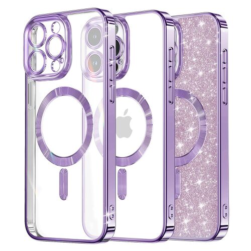 Techsuit Luxury Glitter MagSafe tok iPhone 15 Pro Maxhoz – világoslila 162054505 