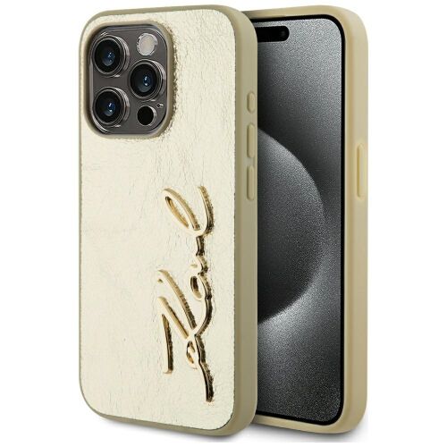 Karl Lagerfeld – Hardcase Leather – iPhone 15 Pro tok – arany 161749652 