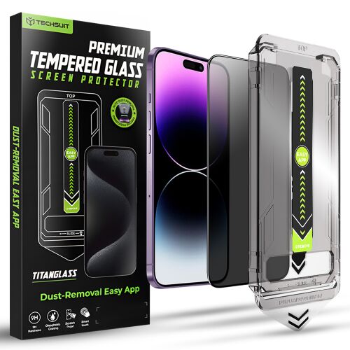 Techsuit TitanGlass FullCover edzett üveg iPhone 14 Pro Maxhoz – privát 161750850 - Kijelzővédő fólia