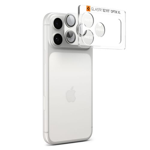 Spigen Optik.tR EZ Fit Pro XL kameravédő üveg iPhone 17 Pro, ezüst 161773719 - Kijelzővédő fólia