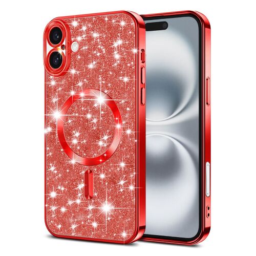 Techsuit Luxury Glitter MagSafe tok iPhone 16-hoz – piros 161781989 