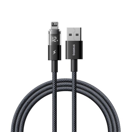 Baseus – Display 2 USB–Lightning adatkábel, gyorstöltés, 2,4 A, 1 m – fekete 161842280 - Lightning kábel