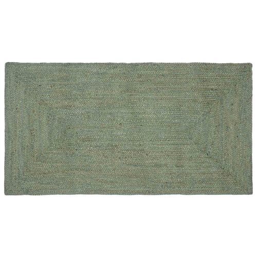 vidaXL olajzöld juta területszőnyeg, 100x200cm téglalap alakú szőtt padlóburkolat - Lakberendezés
