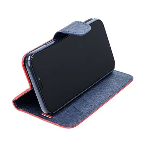 Fancy Apple iPhone 16 Pro piros és kék bőr flip tok 