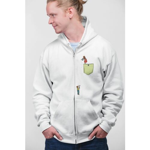 D&B Unisex Hoodie ZIPPO00033 Watering Fehér-Méret S 162251414 - Férfi pulóver