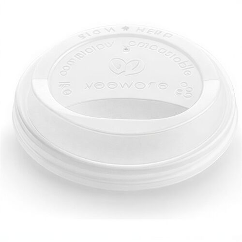 Egymásra rakott Vegware C-PLA 80mm eldobható pohártetők izolált képen - Eldobható fedél