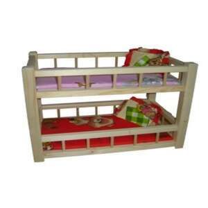 Fa emeletes ágy, natúr, ágyneművel, 40x33 cm, fóliában 44592503 Játékbútorok