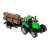 Green tractor with trailer and logs for farm playset