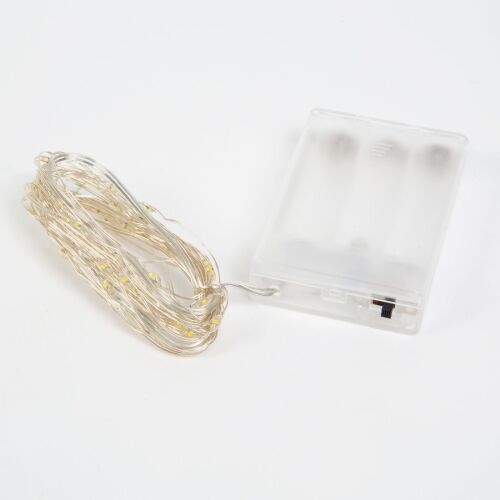 Karácsonyi LED féssor - 5 m - 50 LED - Hideg fehér 3xAA
