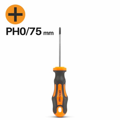 Phillips PH0 csavarhúzó, Króm-vanádium pengével, 75 mm, Antiszlip ergonomikus markolattal