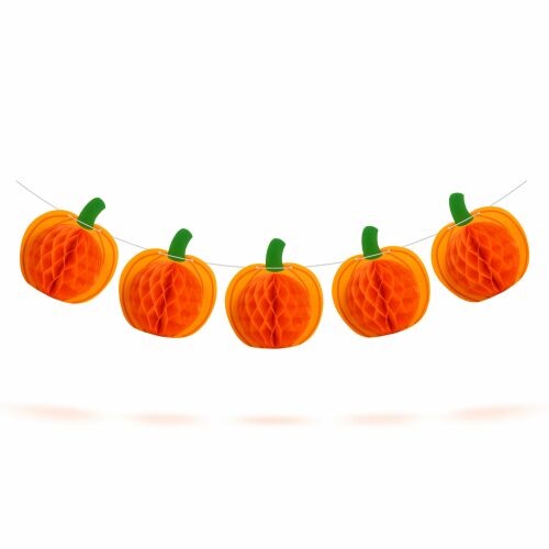 Halloween dekoráció, töklámpás girland, papír, 2 m