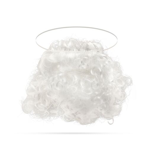 Fehér Mikulás szakáll, 33 cm, rugalmas rögzítéssel