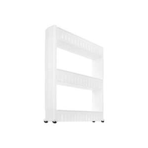 White 3-tier rolling shelf with wheels, perfect for kitchen or bathroom storage - Kitchen storage rack