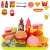 Fast food playset for kids, includes tray, burger, hot dog, fries, nuggets, waffle, cupcake, ketchup, chocolate sauce, cups, spoon, fork