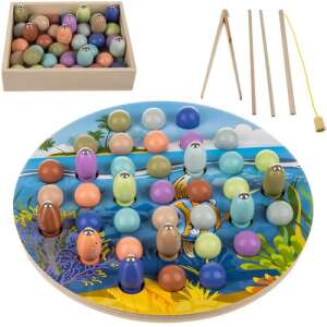 Wooden fishing game for kids, with colorful fish and a fishing rod - Kruzzel
