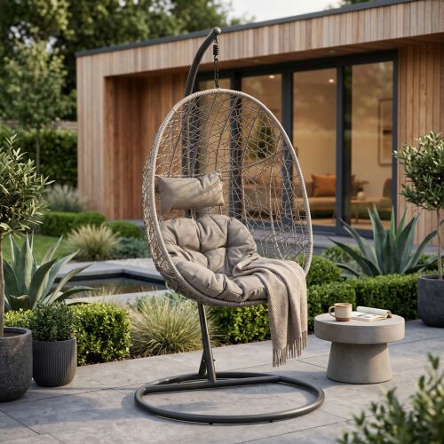 GardenLine Egyszemélyes kerti Függőfotel párnákkal #szürke