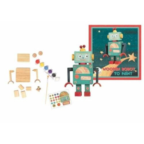 Egmont Robot festőszett: DIY fa robot festő készlet festékekkel és matricákkal - Játék
