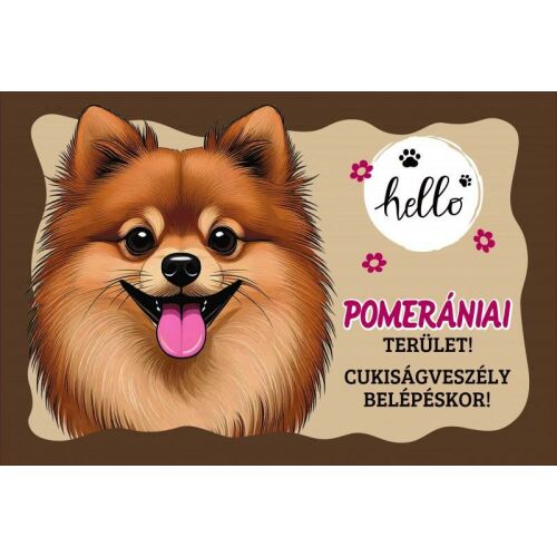 Pomerániai kutyás lábtörlő, 'Cukiságveszély' üdvözlő lábtörlő, vicces kutyás lábtörlő - Lábtörlő