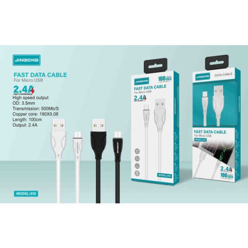 JINGGONG Gyors Micro USB Adatkábel, 2.4A Nagy Sebességű Kimenet 