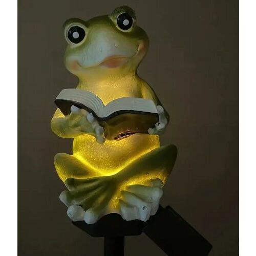Kerti Szolar Lampa béka könyvet olvas, napelemes kerti lámpa - Kert