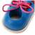 Wooden shoe lacing toy for kids, close-up of the hole for the laces
