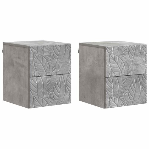 vidaXL Fali éjjeli szekrény 2 pcs Betonszürke 34,5 x 33 x 40 cm 162545530 - Éjjeliszekrény