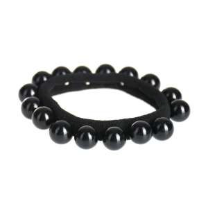 Черна ластик за коса с перли - Дъвка за коса