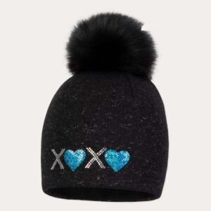 Broel XOXO türkisfarbene Paillettenherz Winterstrickmütze für Kleinkinder - Kindermützen, Sets