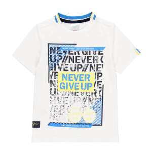 Weißes boboli T-Shirt für Jungen mit einem blauen und gelben 'Never Give Up'-Druck - Boboli