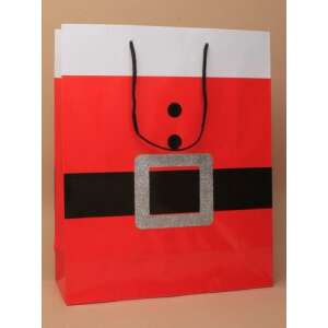 Weihnachtsmann Geschenktüte, rote und weiße Geschenktüte mit schwarzem Gürtel, 23x18cm - Geschenktüten