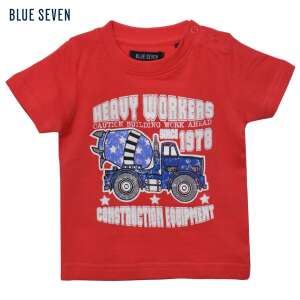 Blue Seven rotes Baby-T-Shirt mit blauem Baufahrzeug-Druck, Heavy Workers Design - Babys & Toddler