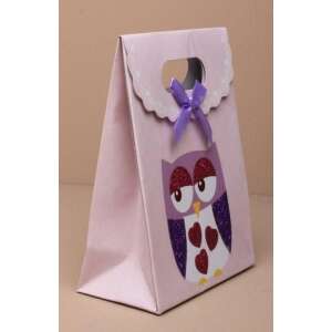 Fioletowa torebka prezentowa z wzorem sowy, 16x12,5cm - Nonbrand Torby na prezenty