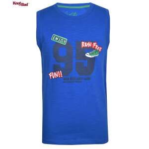 Tricou fără mâneci Knot So Bad pentru băieți, albastru cu imprimeu 95 și patch-uri amuzante - Knot So Bad