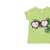 Predný pohľad na zelené tričko Boboli pre dievčatá s potlačou v tvare slnečných okuliarov v tvare srdca a trblietkami